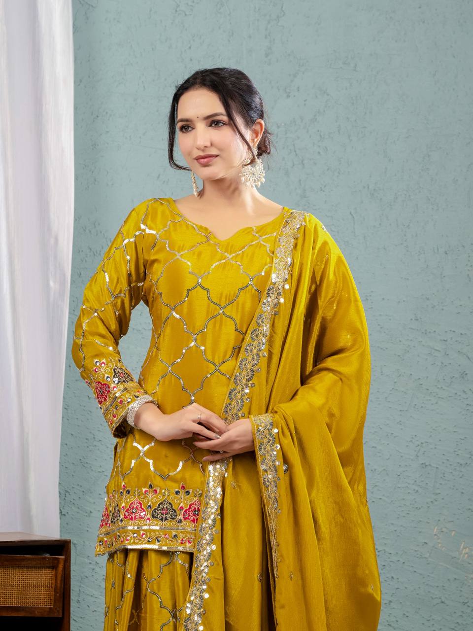Yash Enterprise Yellow Georgette Embroidery Party Wear Suit Set  Grab2Buy Yash Enterprise Grab2Buy