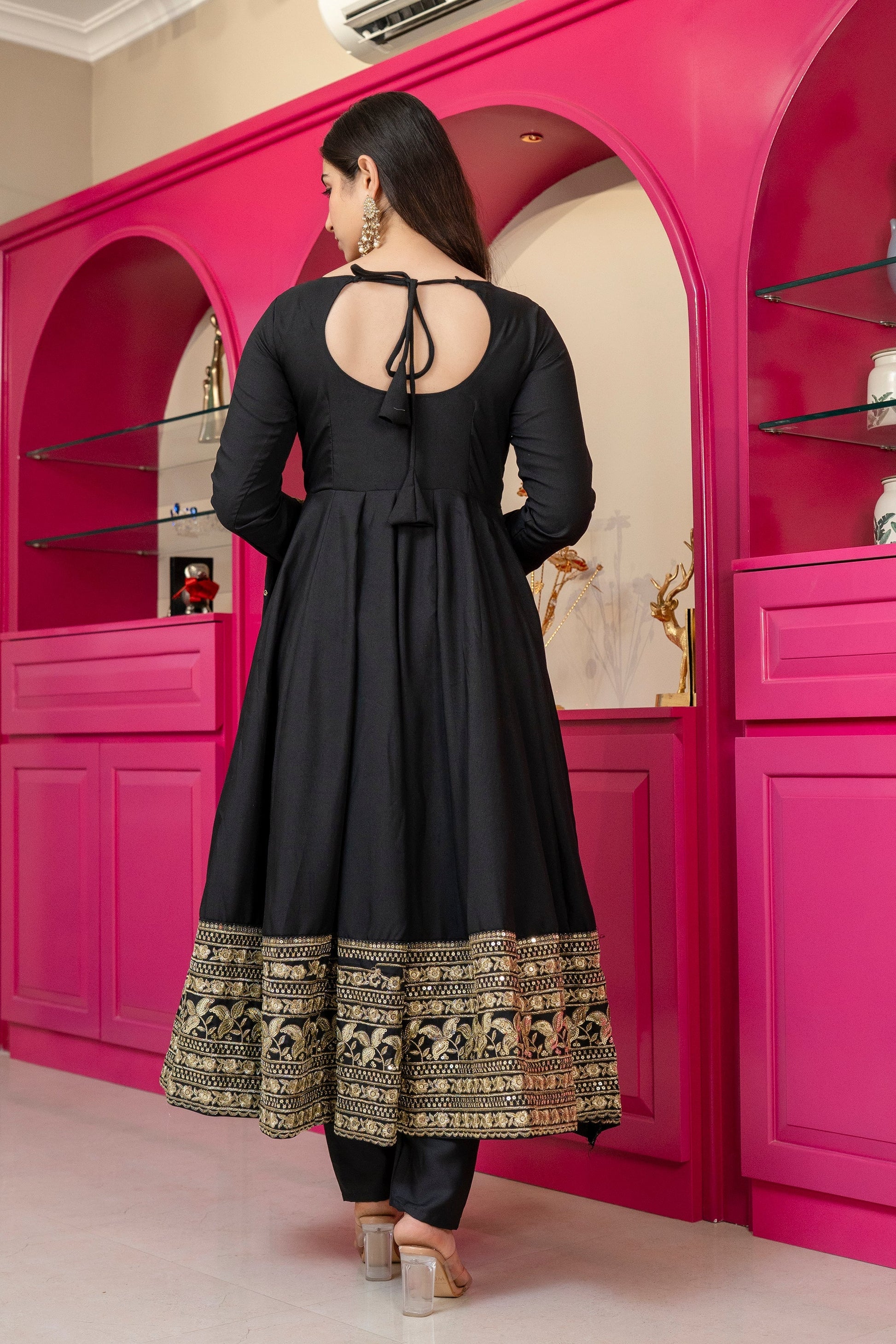 Yash Enterprise Black Rayon Party Wear Embroidery Suit Set  Grab2Buy Yash Enterprise Grab2Buy