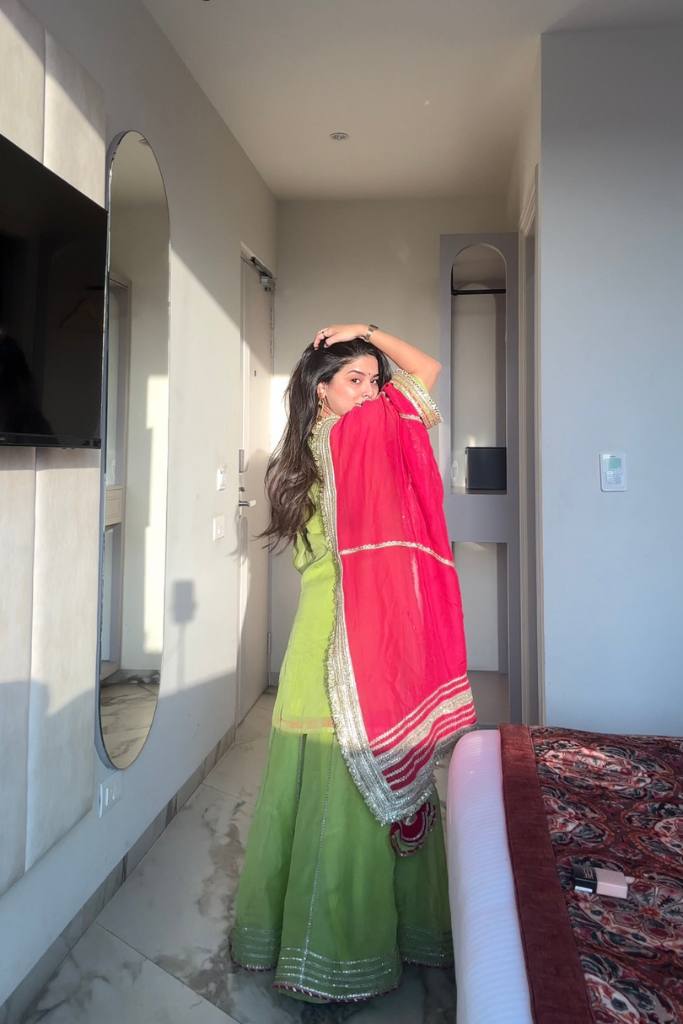 Yash Enterprise Green Faux Blooming Embroidery Sarara Suit  Grab2Buy Yash Enterprise Grab2Buy