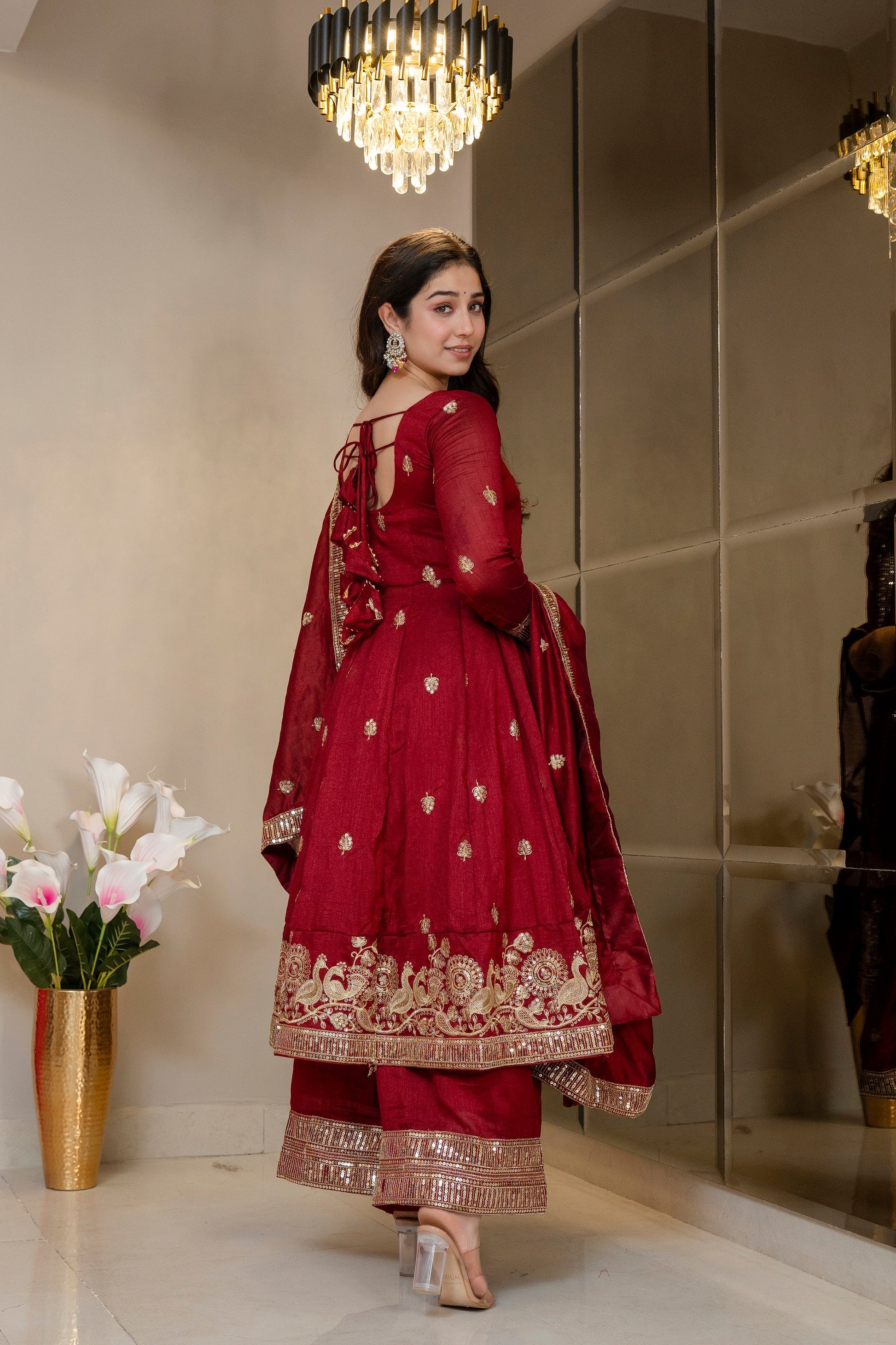 Yash Enterprise Maroon Simmar Silk Party Wear Embroidery Suit Set  Grab2Buy Yash Enterprise Grab2Buy