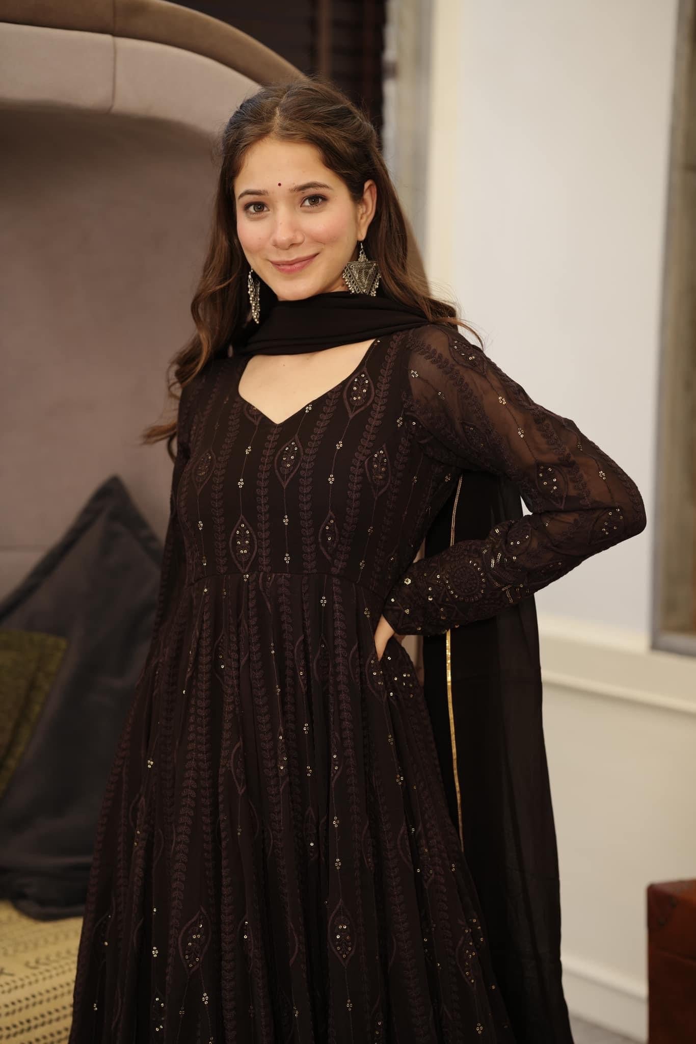 Yash Enterprise Black Embroidered Georgette Suit Set  Grab2Buy Yash Enterprise Grab2Buy
