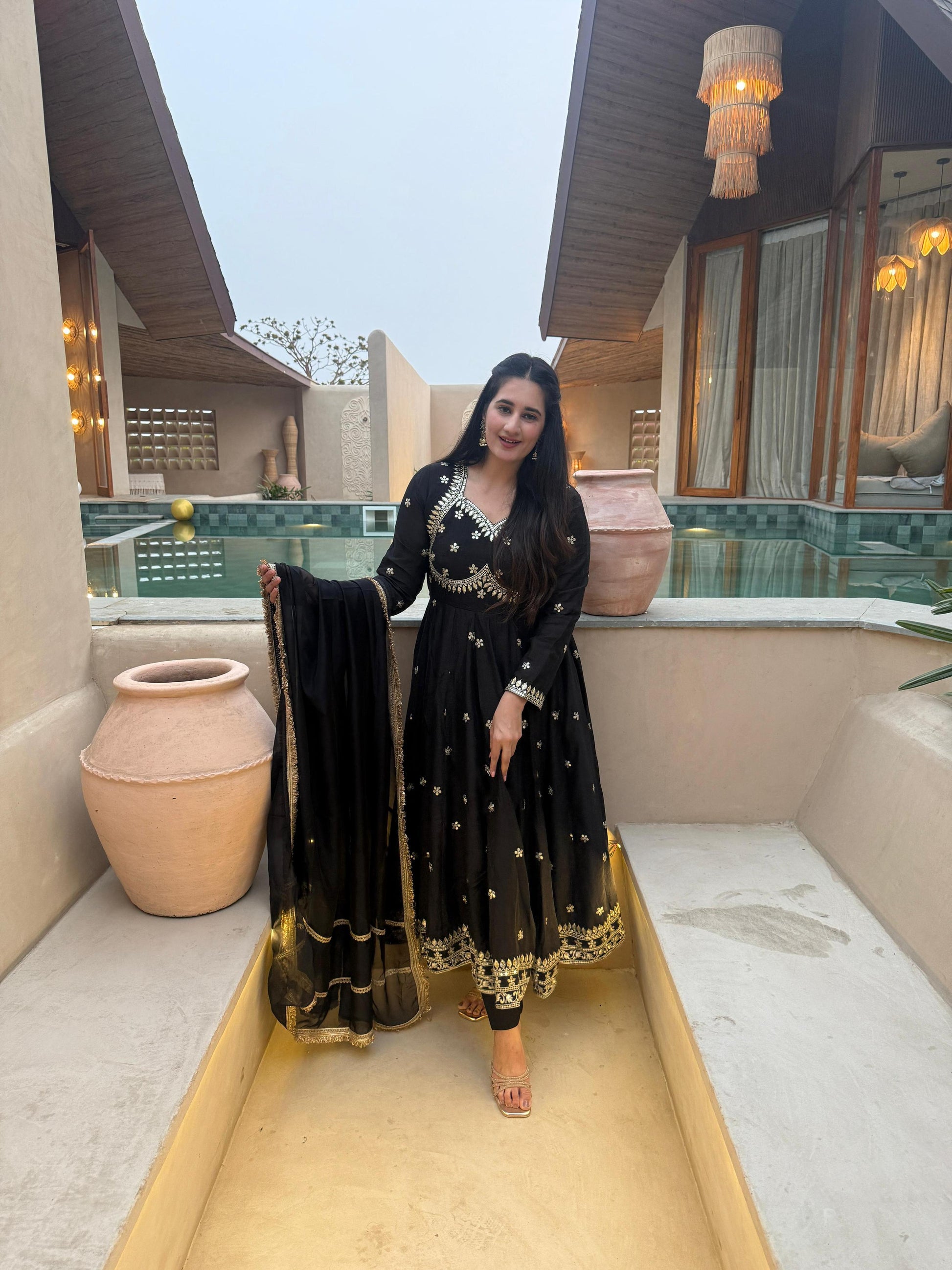 Yash Enterprise Black Vichitra Silk Party Wear Embroidery Suit Set  Grab2Buy Yash Enterprise Grab2Buy