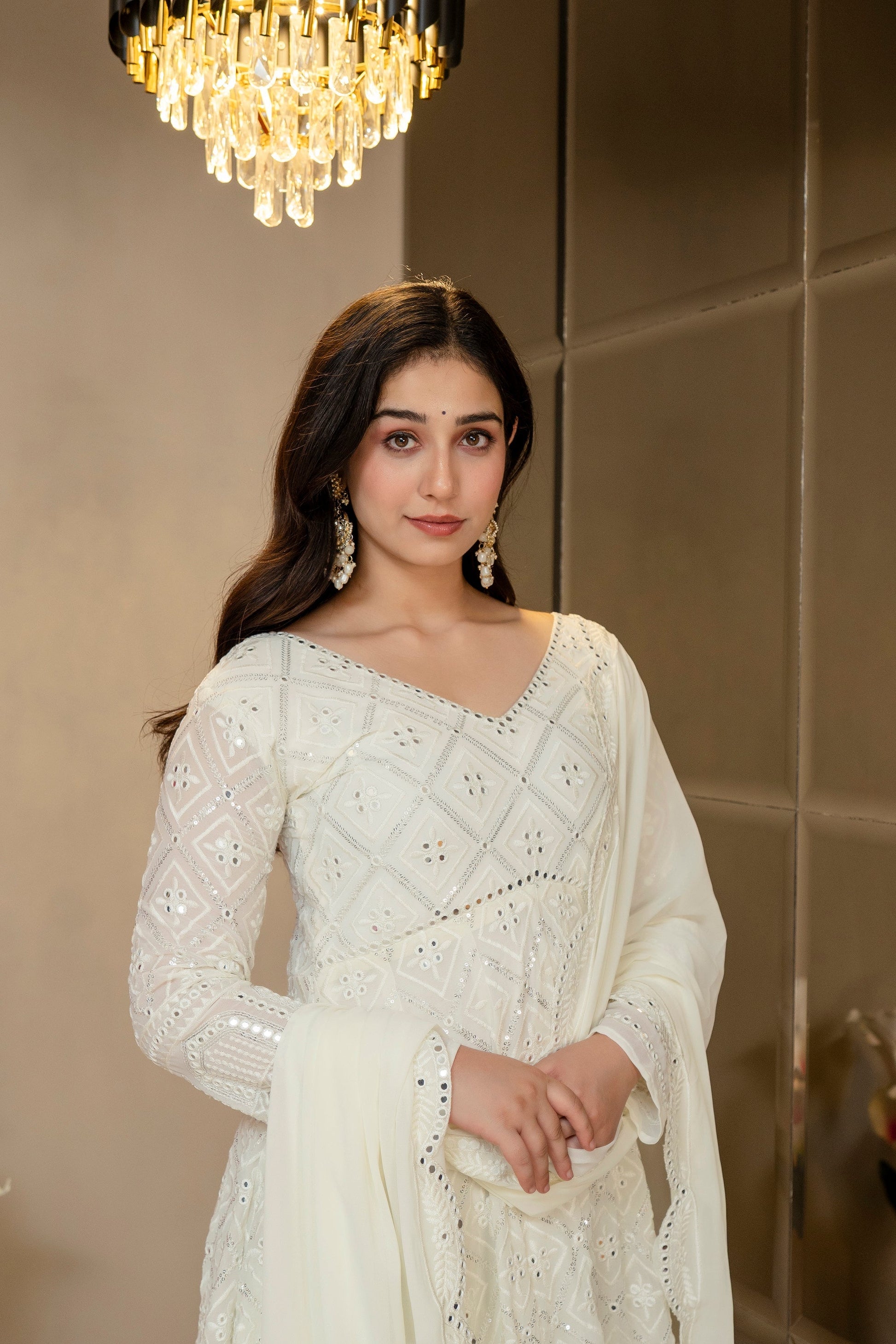 Yash Enterprise Off White Georgette Party Wear Embroidery Suit Set  Grab2Buy Yash Enterprise Grab2Buy