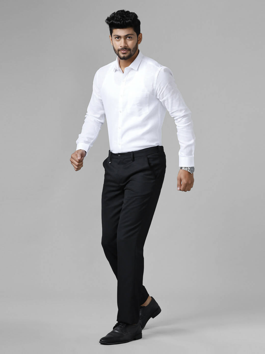 Ramraj Cotton Cotton Linen Full Sleeve White Shirt 