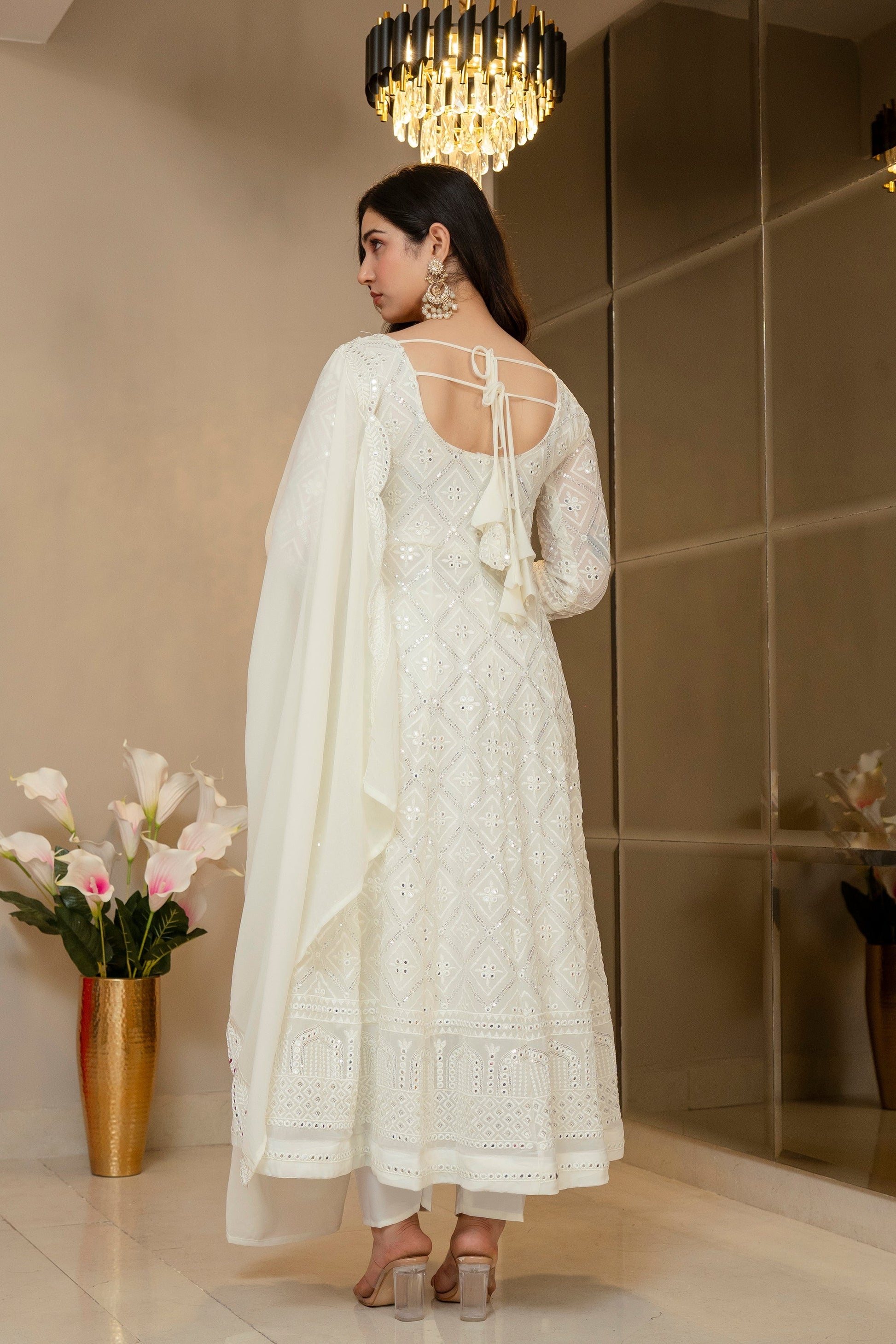 Yash Enterprise Off White Georgette Party Wear Embroidery Suit Set  Grab2Buy Yash Enterprise Grab2Buy