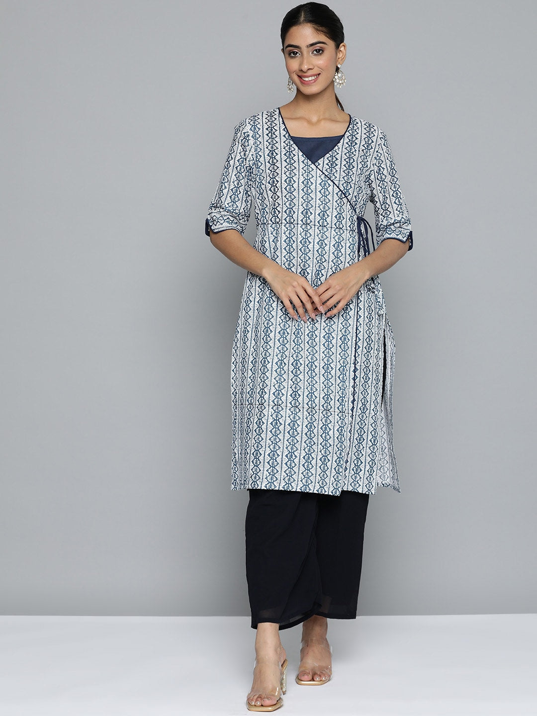 HERE&NOW Printed Wrap Designed Layered Kurta