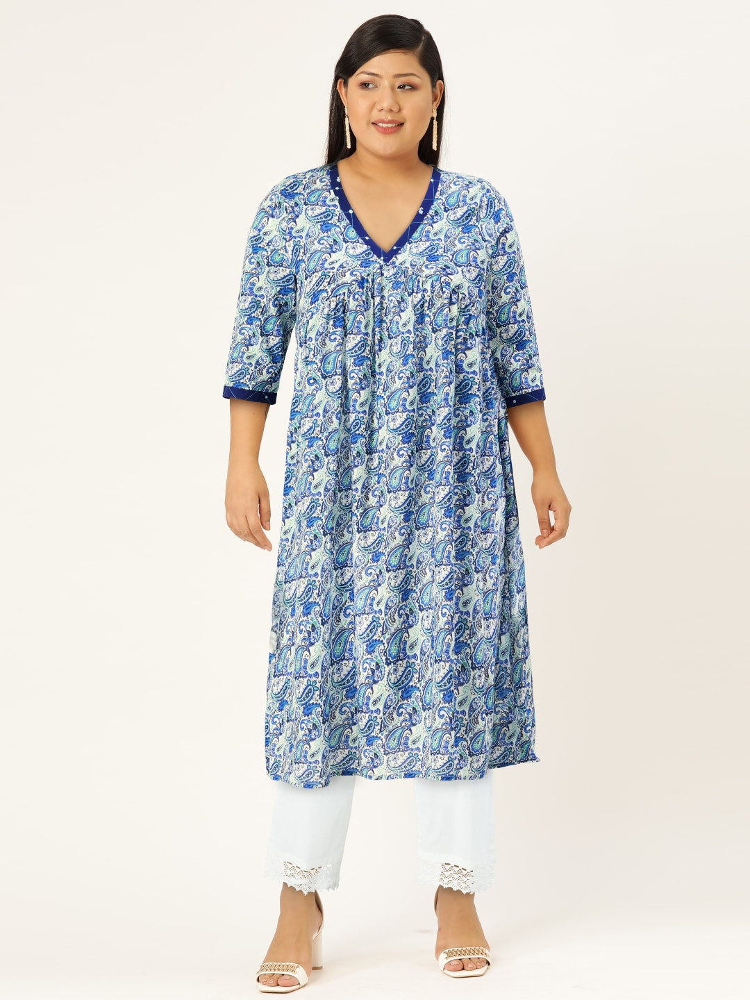 HERE&NOW Paisley Printed Empire A-Line Kurta
