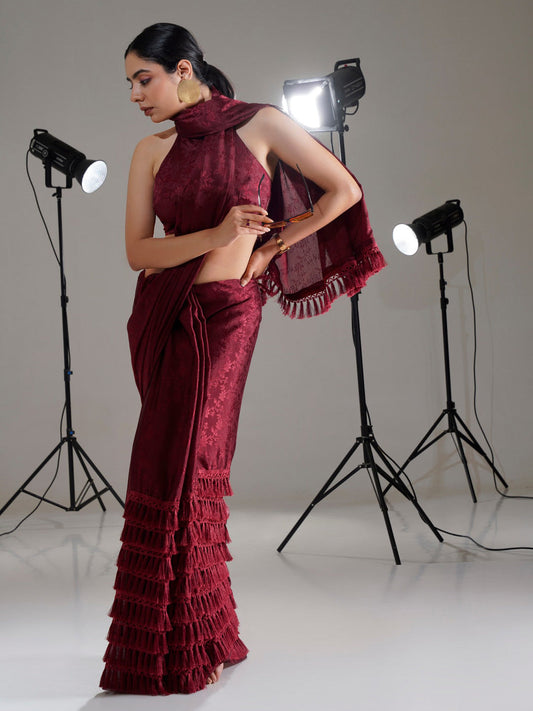 Tikhi Imli Maroon Woven Design Grab2Buy 
