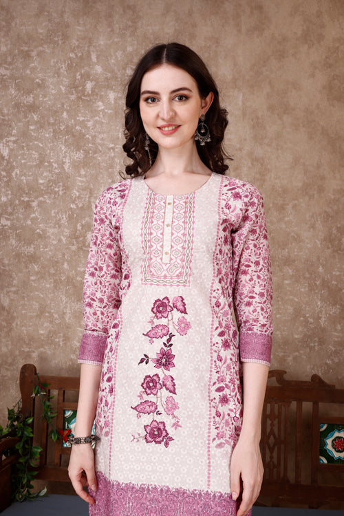 Hand Embroidered & Floral Printed Kurta With Pant & Dupatta Luxury, Multicolor - Hiral Fashion