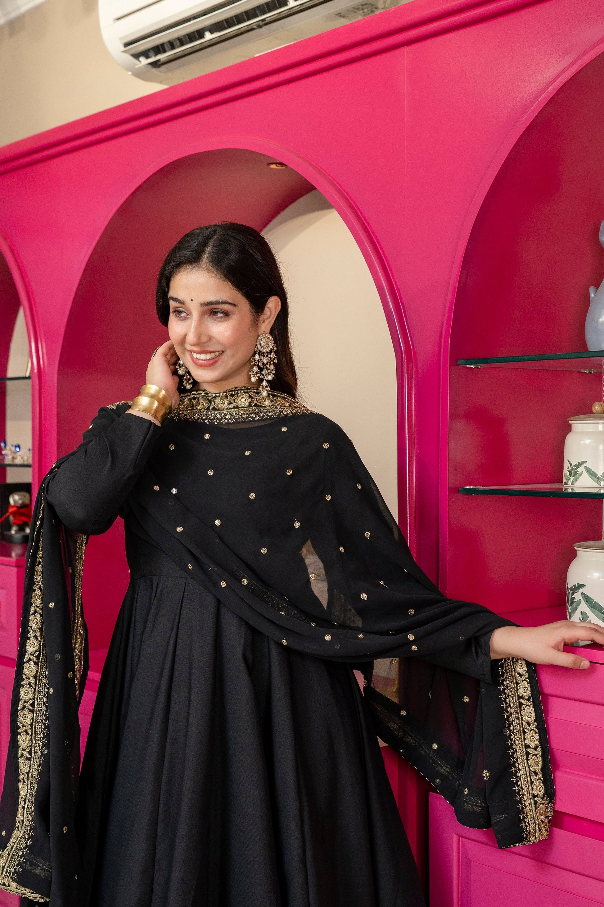 Yash Enterprise Black Rayon Party Wear Embroidery Suit Set  Grab2Buy Yash Enterprise Grab2Buy
