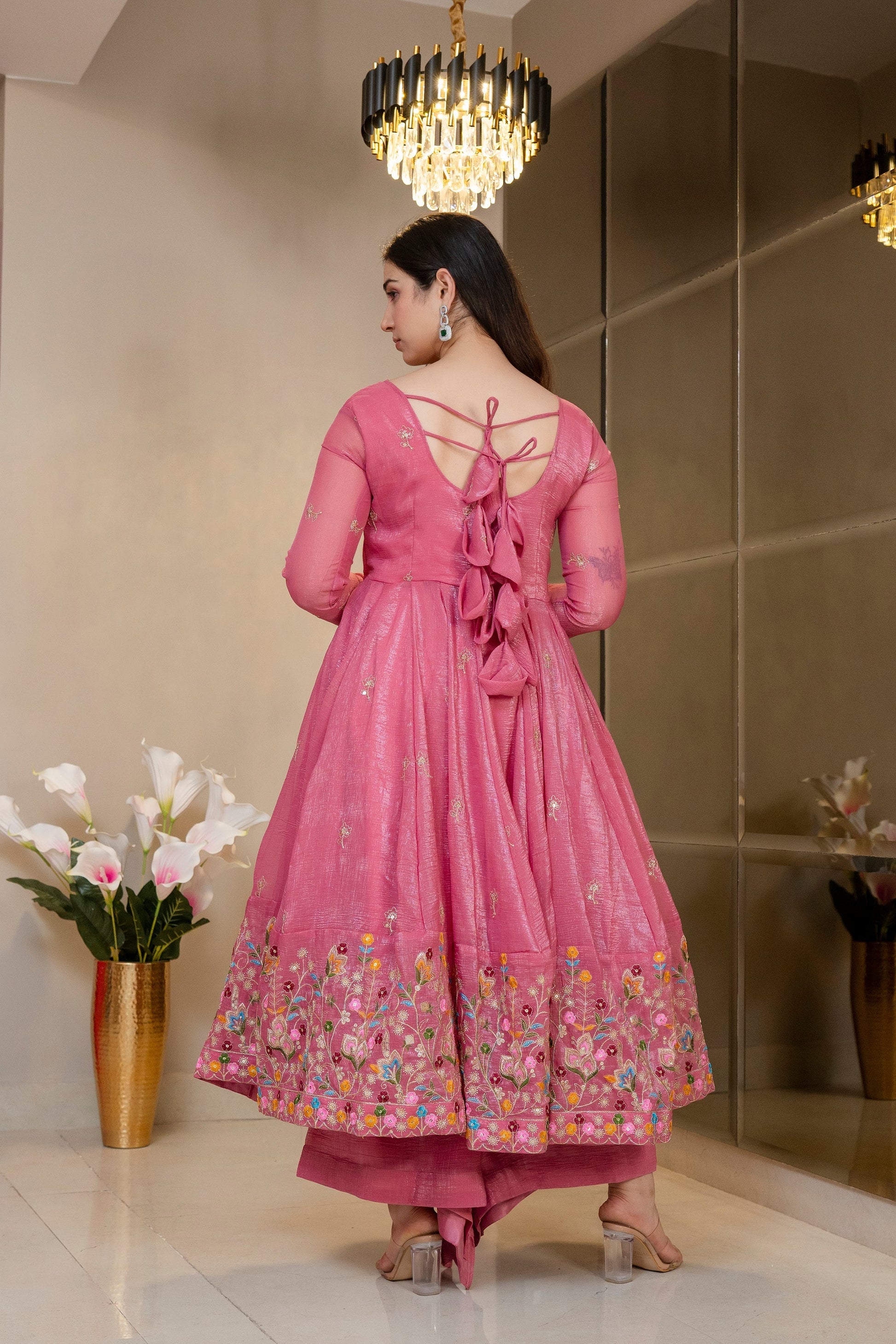 Yash Enterprise Dusty Rose Crunchy Silk Party Wear Embroidery Sharara Suit Set  Grab2Buy Yash Enterprise Grab2Buy