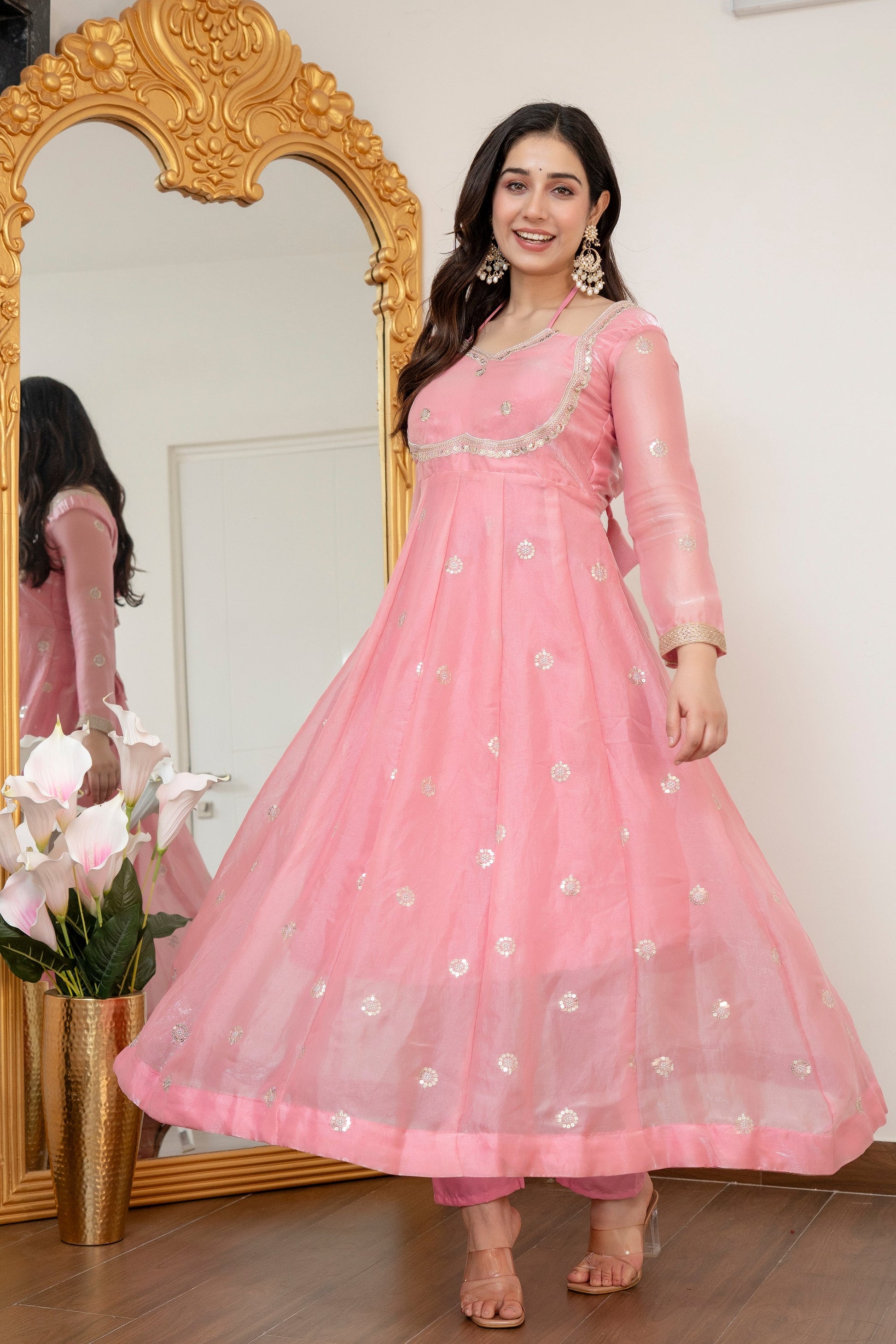 Yash Enterprise Peach Fandy Silk Party Wear Embroidery Suit Set  Grab2Buy Yash Enterprise Grab2Buy