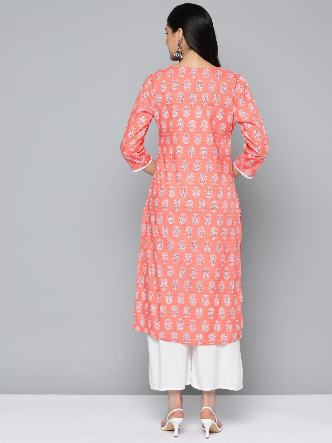 HERE&NOW Pure Cotton Floral Printed Straight Kurta