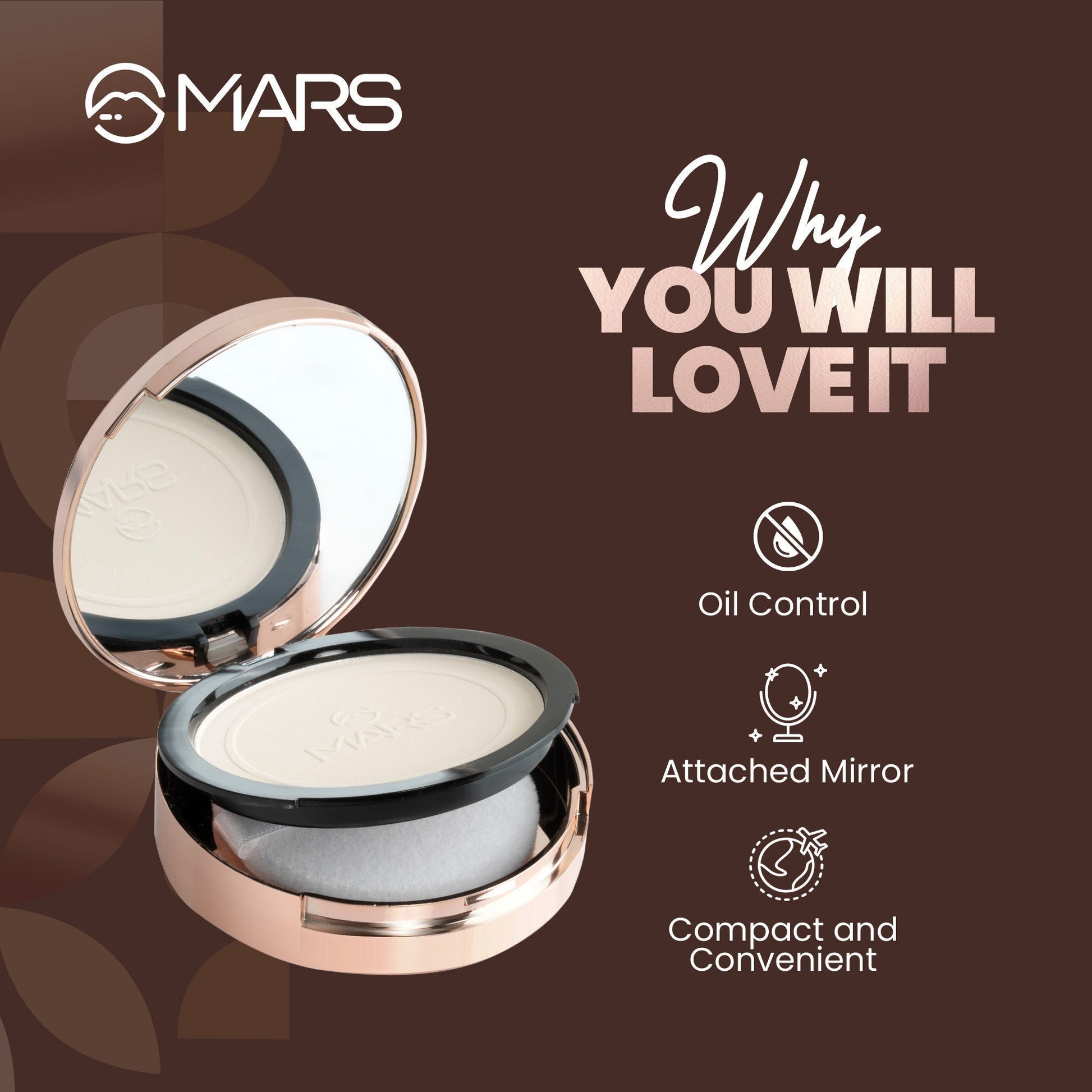 MARS Cosmetics Matte On Compact Powder with Applicator Puff - 05 Honey 