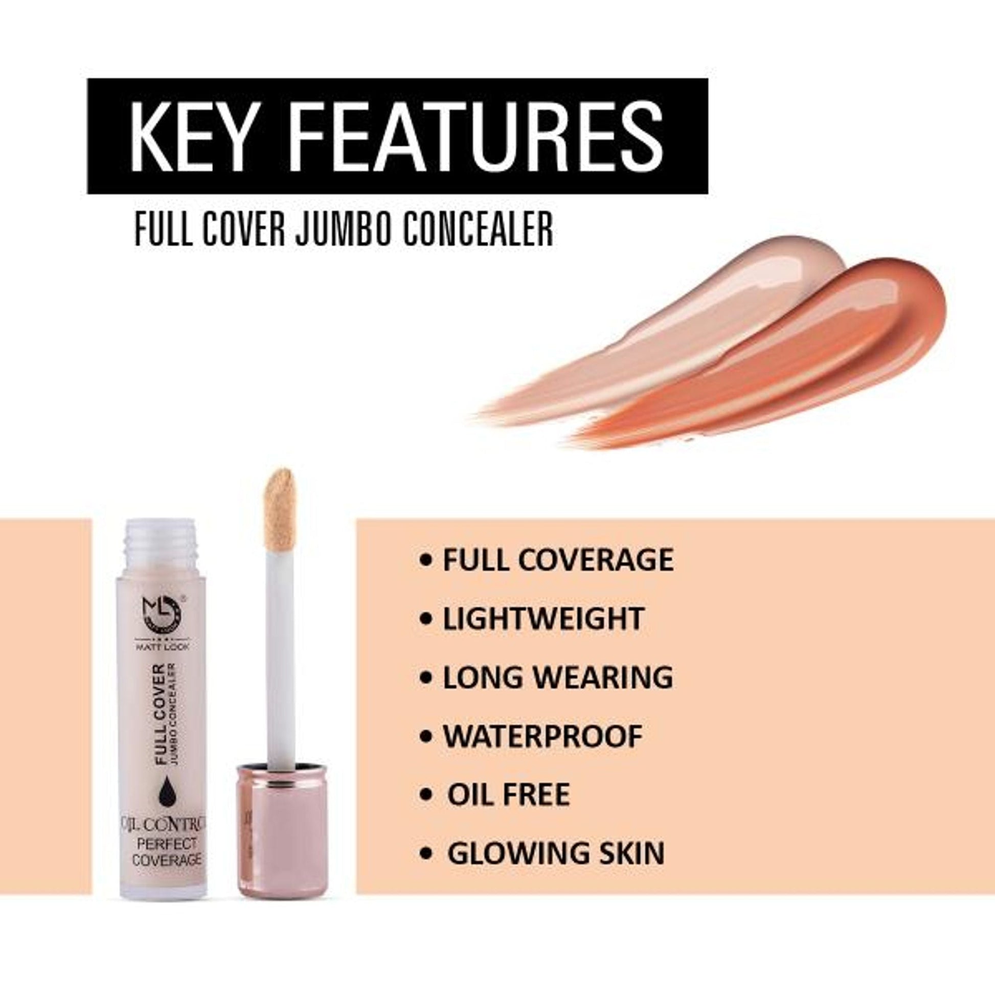 Matt Look Full Cover Jumbo Oil Control Perfect Coverage Concealer - Natural 