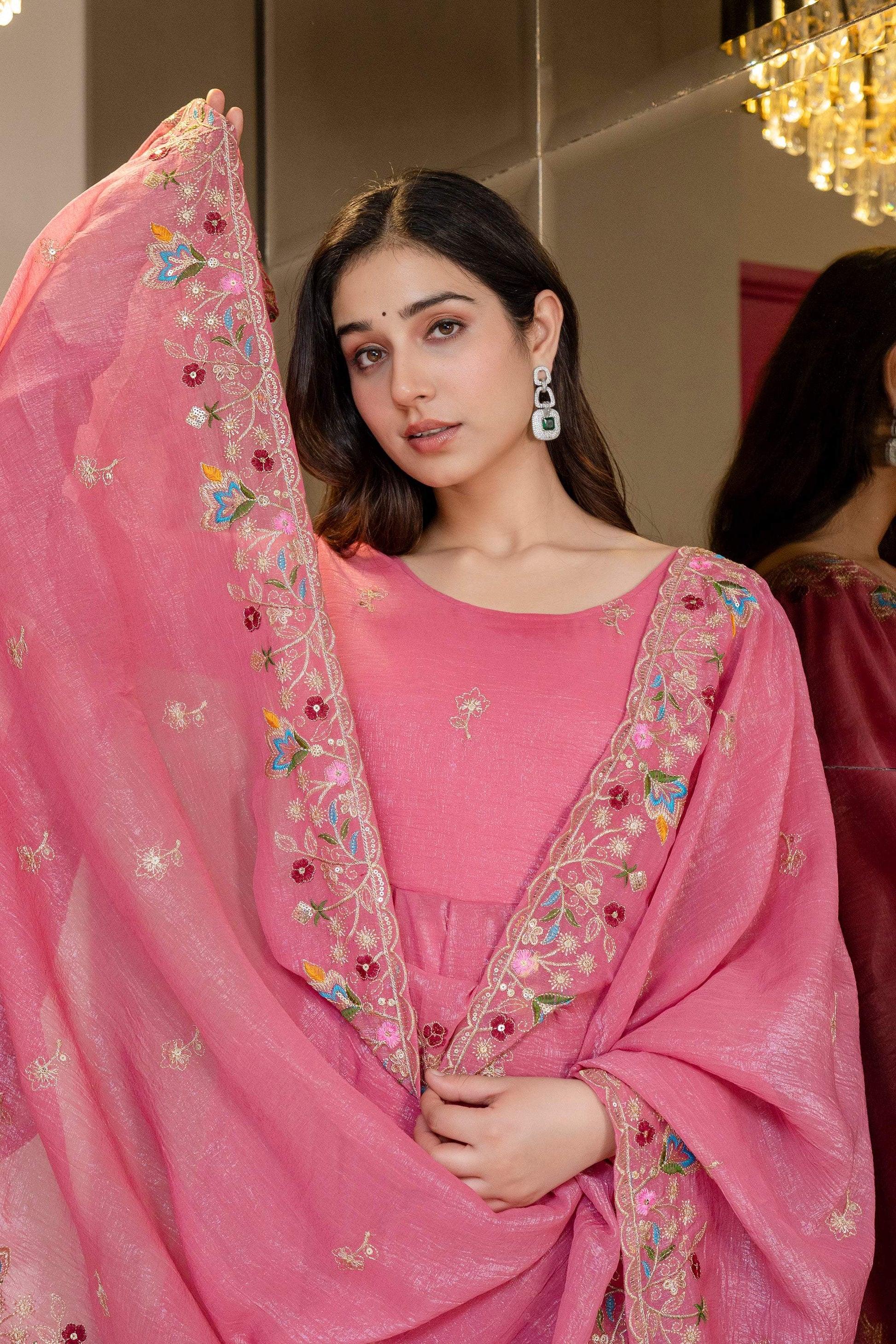 Yash Enterprise Dusty Rose Crunchy Silk Party Wear Embroidery Sharara Suit Set  Grab2Buy Yash Enterprise Grab2Buy