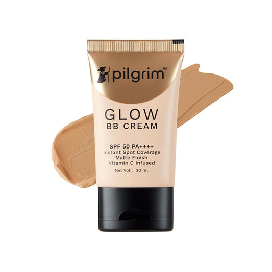 Pilgrim Glow BB Cream SPF 50 PA++++ Instant Spot Coverage Matte Finish Vitamin C Infused - Honey Glow - Distacart