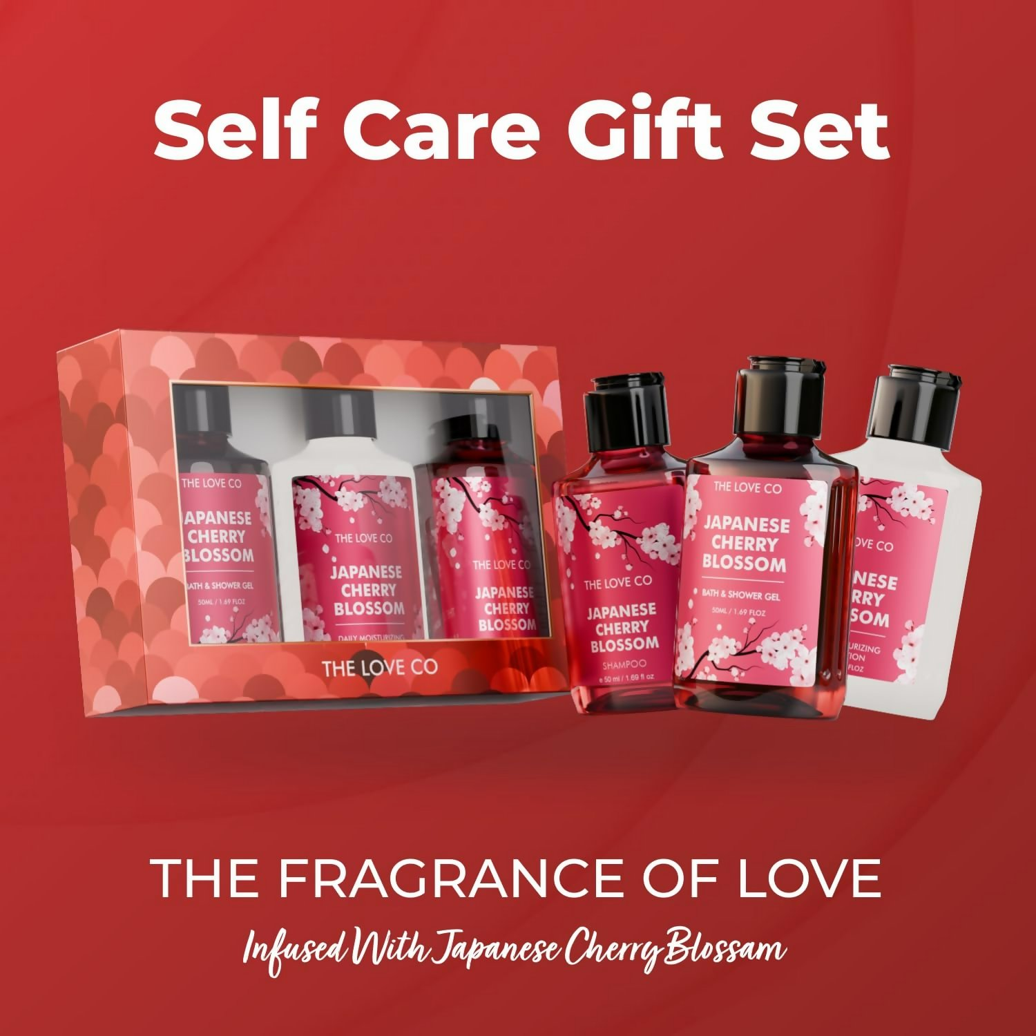 The Love Co. Japanese Cherry Blossom Bath And Body Care Gift Set Box Kit  Grab2Buy The Love Co. Grab2Buy
