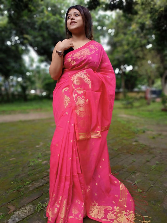 Exclusive Collection Pink Beautiful Cotton Silk Grab2Buy 