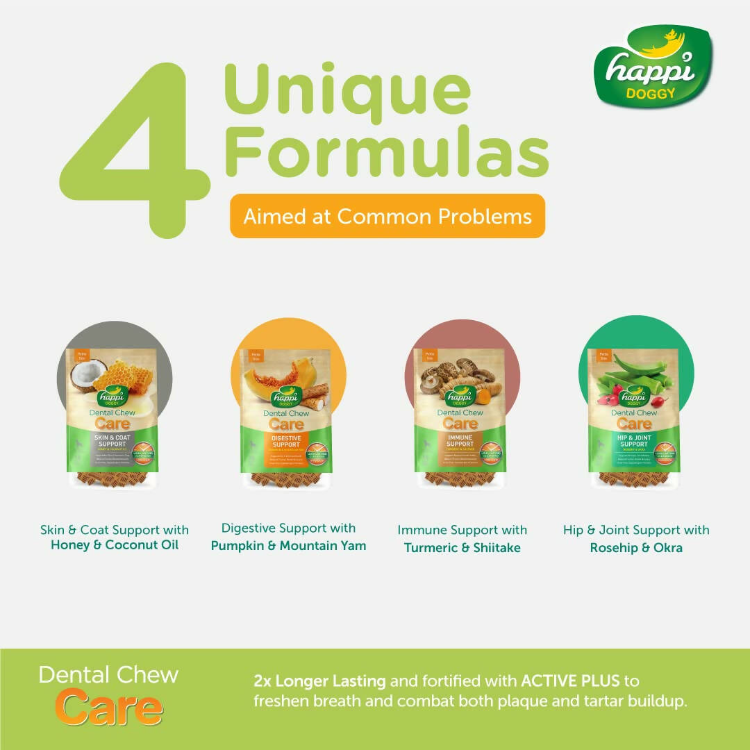 Happi Doggy Dental Chew Care Immune Support Turmeric & Shiitake - Grab2buy
