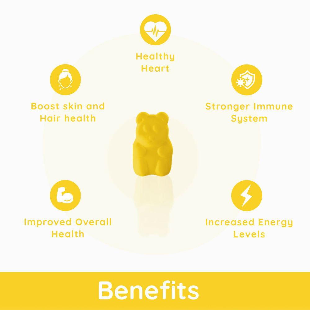 Purna Gummies Vitamin C Lemon Gummies with Vitamin D3, and Zinc for Immunity & Clear Skin 