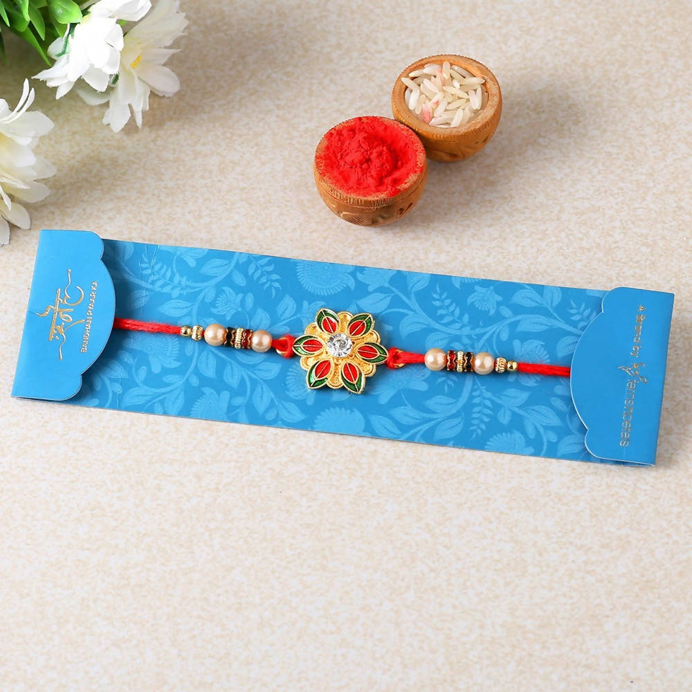 Meenakari Rakhi and 16 Pcs Ferrero Rocher