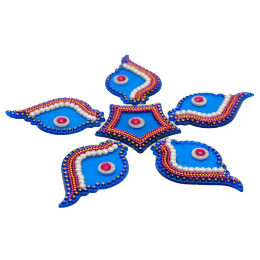 Kundan HandiKrafts Shank Rangoli Blue (Baby) - Grab2buy