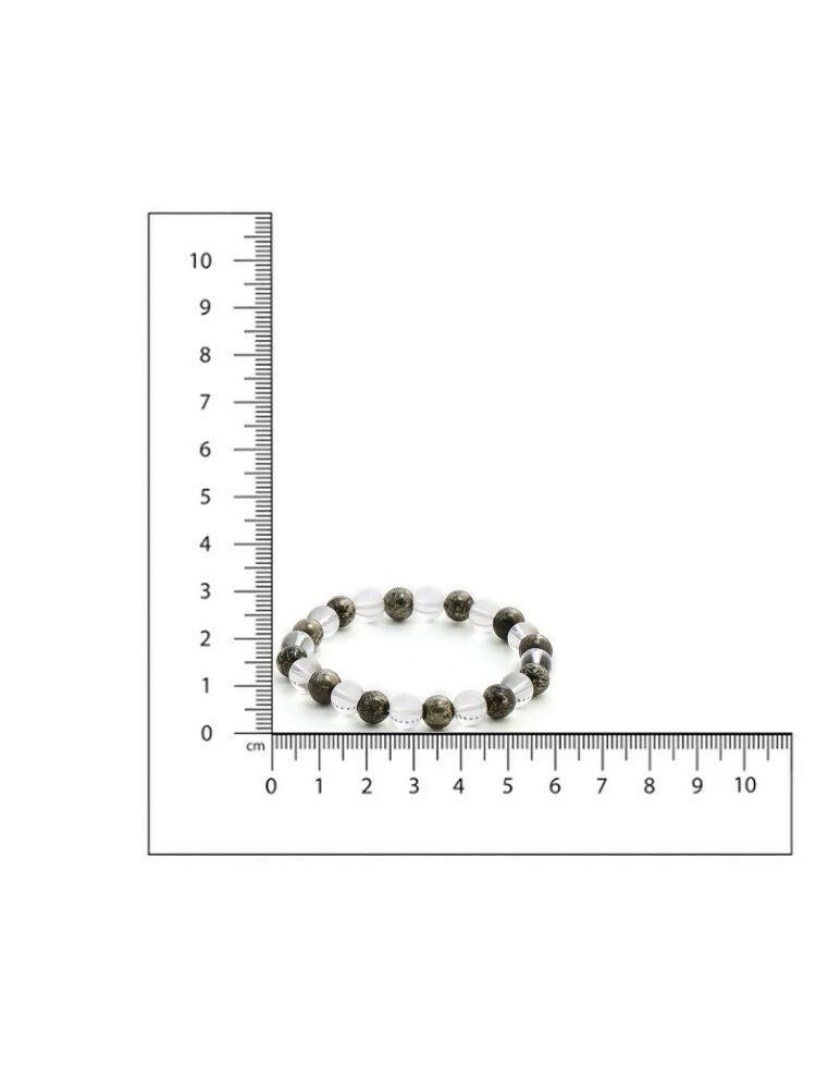 Clear Quatrz & Pyrite Black and White Beads Bracelet - Ruby Raang | Swadesiicart