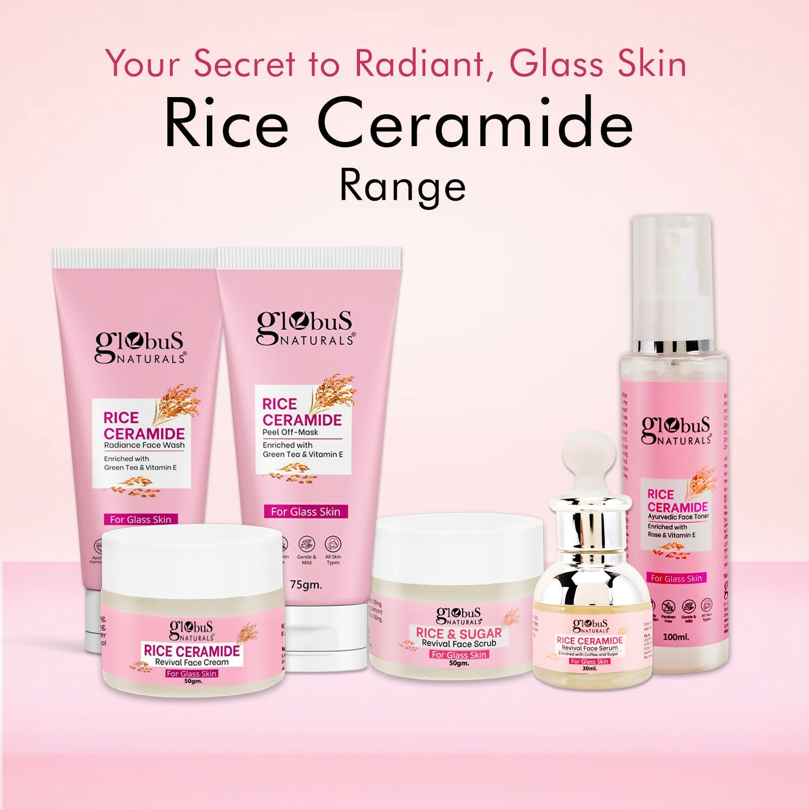 Globus Naturals Rice Ceramide Ayurvedic Face Toner, For Korean Glass Skin