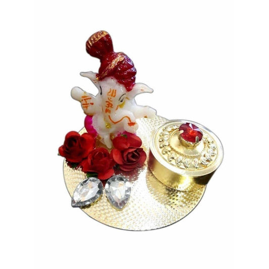 Ganesha Kumkum Holder With Kundans 