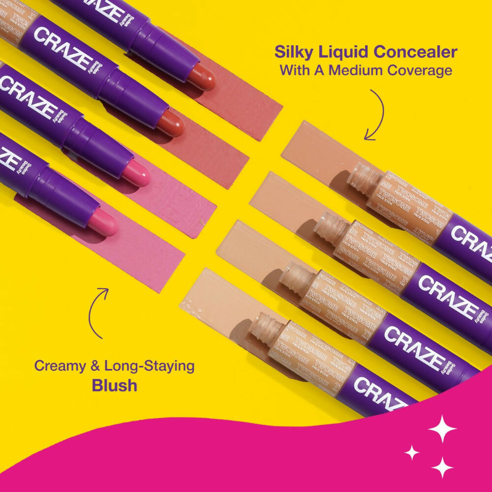 Swiss Beauty Craze Twosome Face Stick 2-In-1 Beauty Wand Concealer and Blush - 1 Fair - Rose 