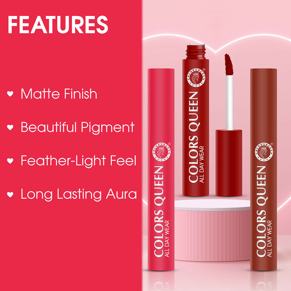 Colors Queen All Day Wear Liquid Lipstick - Retro Red 