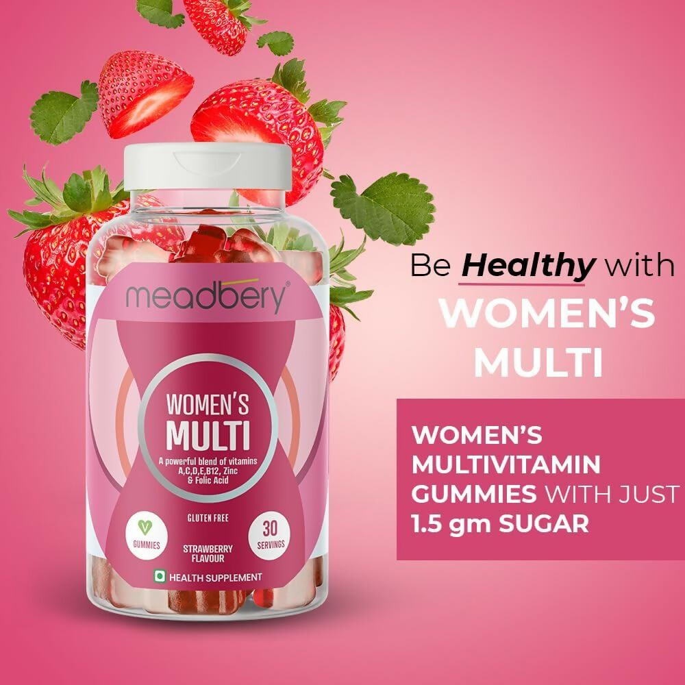 Meadbery Women's Multivitamin Gummies - Strawberry Flavour 