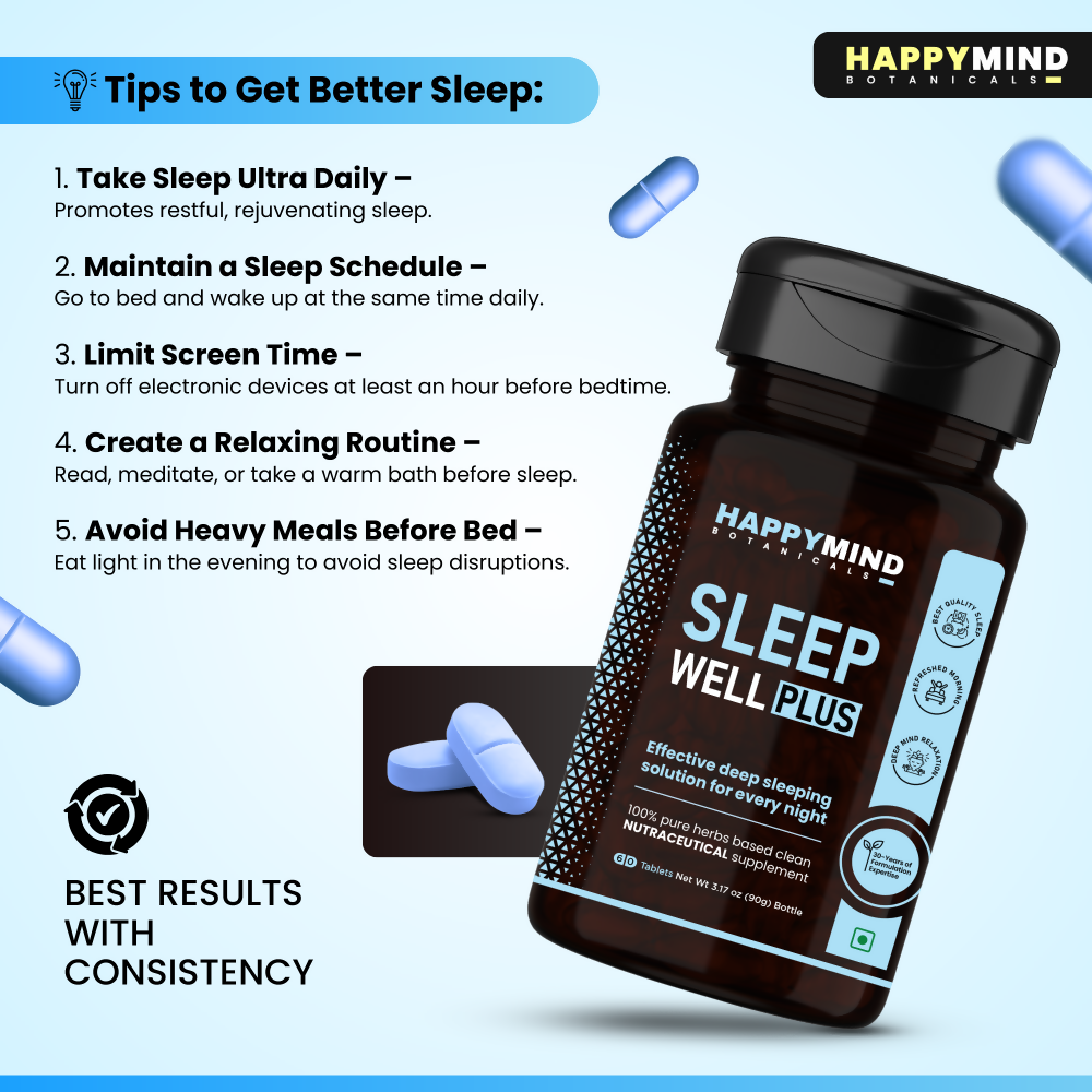 HappyMind Botanicals Sleep Well Plus Veg Tablets 