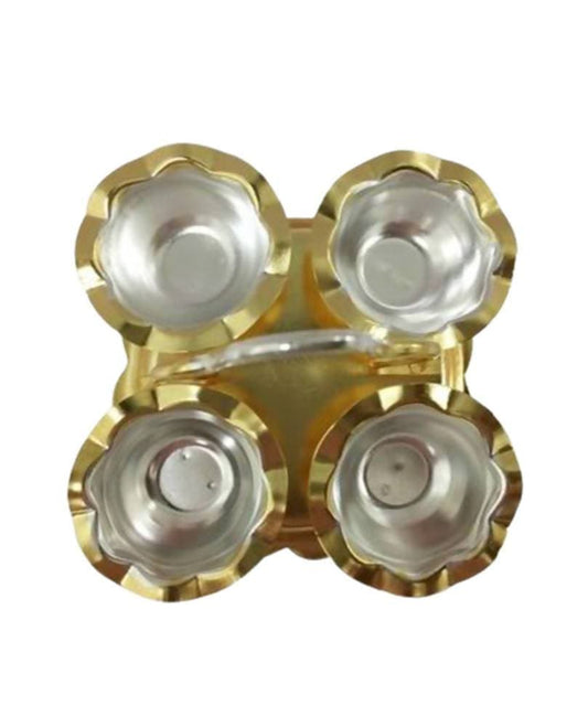 Puja N Pujari Kumkum Holder With Gold Plated
