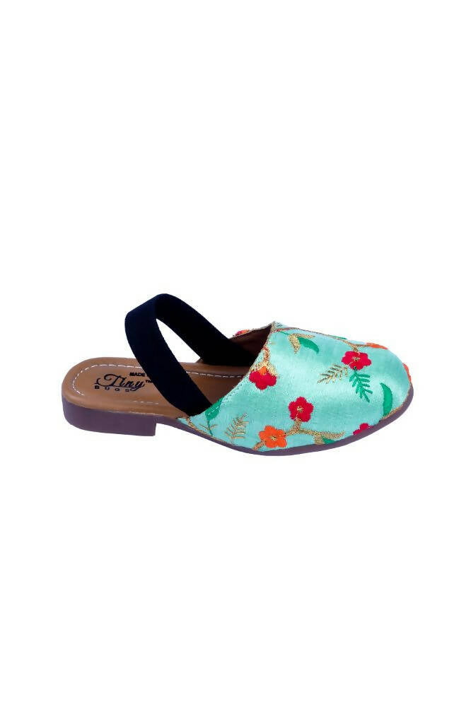 Tiny Bugs Girls Embroidered Strap Ethnic Jutis-Green  Grab2Buy Tiny Bugs Grab2Buy