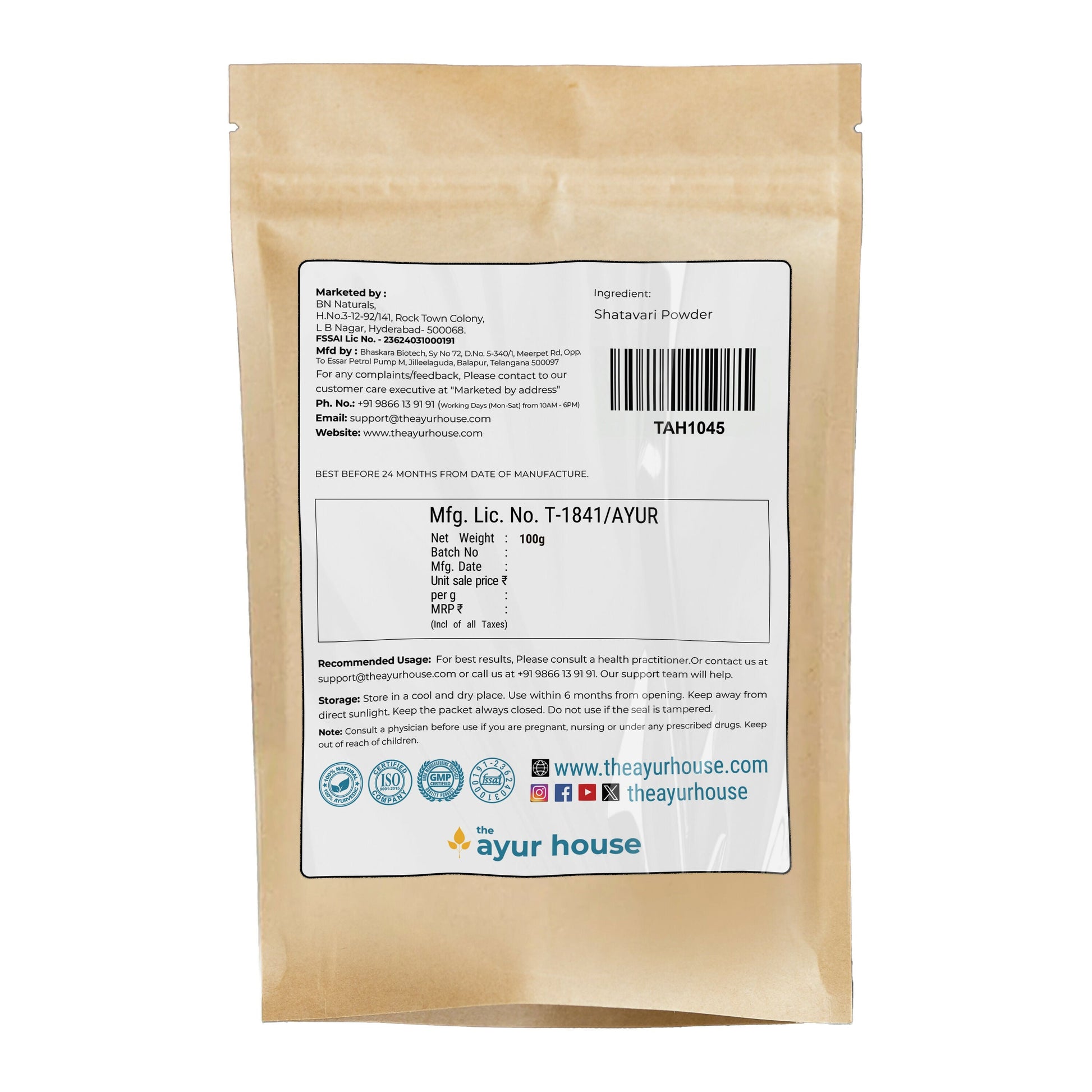 The Ayur House Shatavari Powder  Grab2Buy The Ayur House Grab2Buy