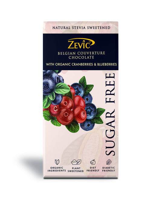 Zevic Belgian Couverture Chocolate with Organic Cranberries and Blueberries  Grab2Buy Zevic Grab2Buy