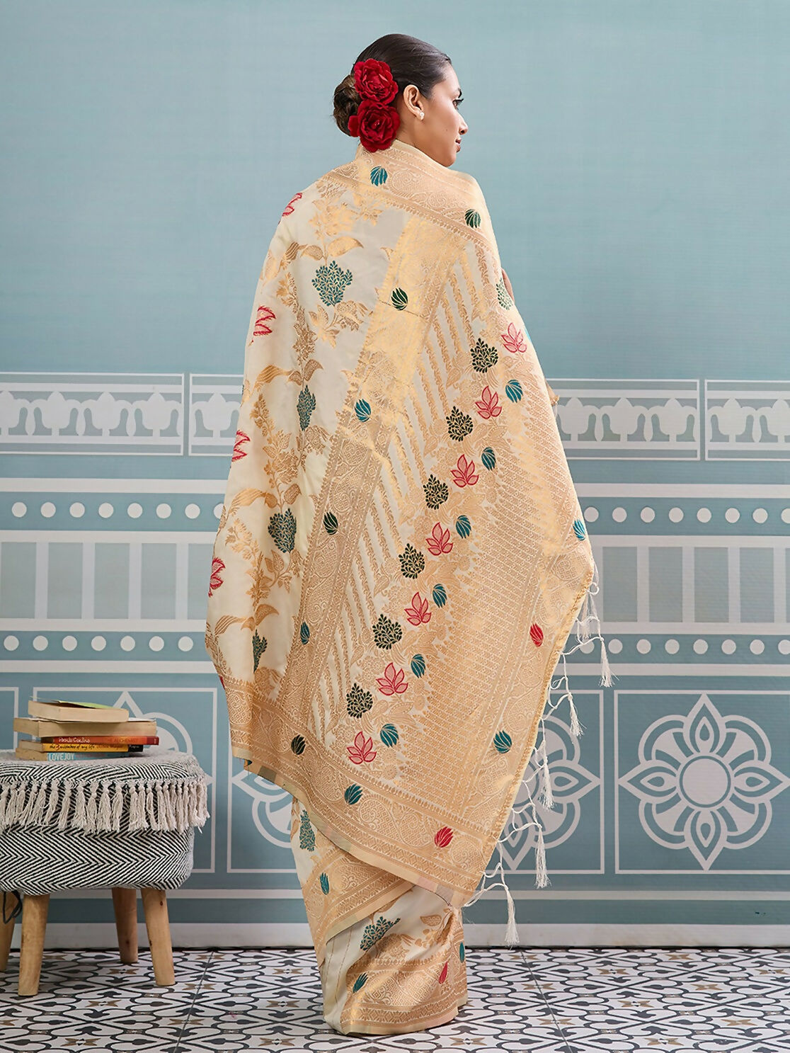 Shree Shyam Fashion Cream Silk Saree