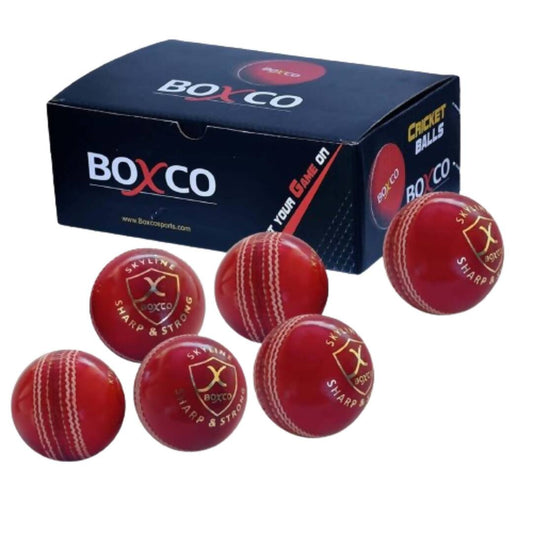 Boxco Skyline Hand Stiched Four Piece Cricket Leather Ball (Pack of 6) 