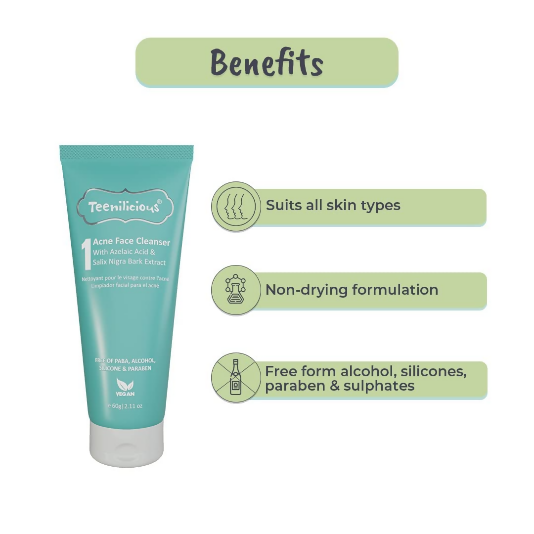 Teenilicious Acne Face Cleanser With 0.5% Azelaic Acid And Tea Tree Oil 