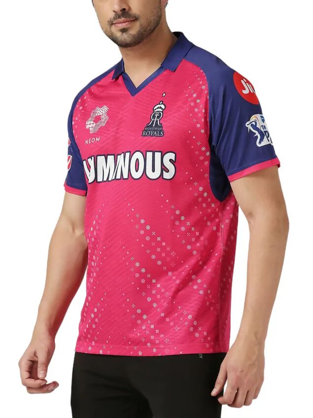 Rajasthan Royals Men Pink Typography Printed Half Sleeves Jersey IPL, T20 