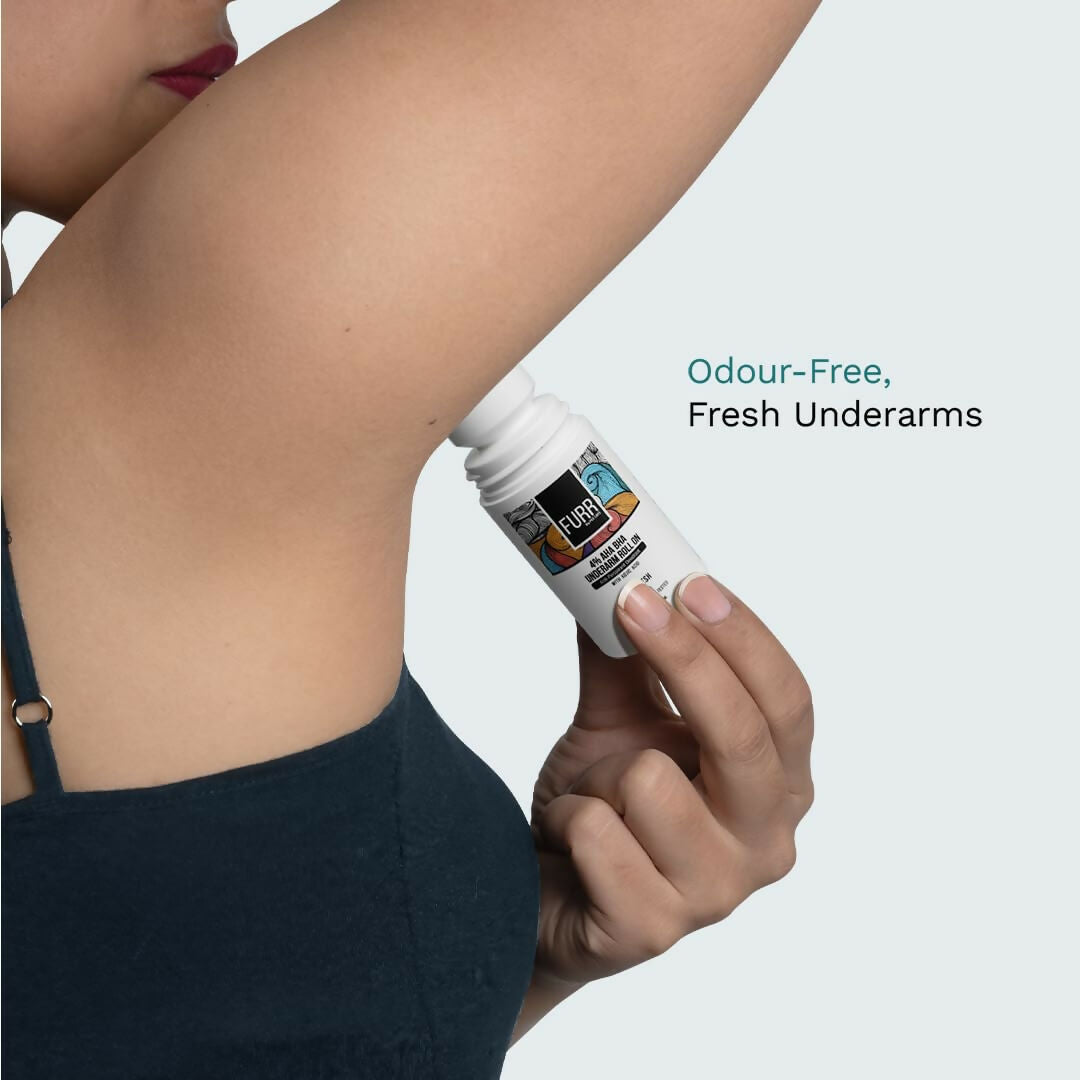 FURR 4% AHA BHA Underarm Roll On with Kojic Acid Helps Reduce Pigmentation, Prevents Body Odour & Brightens Skin 