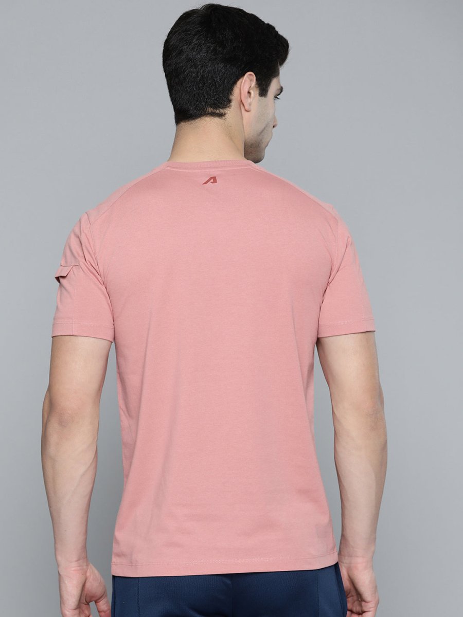 Alcis Men Dusty Pink & Maroon Typography Printed T-shirt 