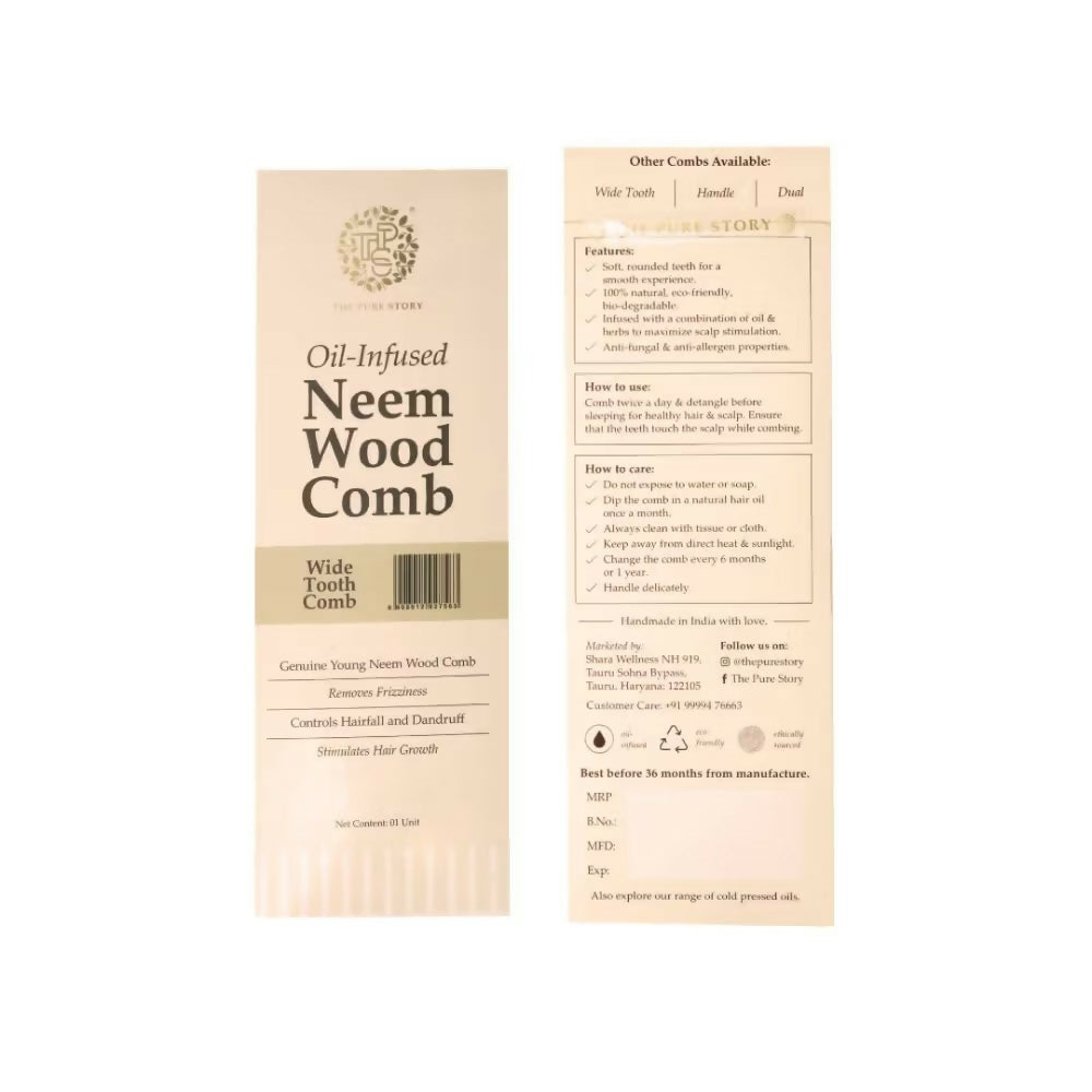The Pure Story Oil Infused Neem Wood Wide Tooth Comb  Grab2Buy The Pure Story Grab2Buy