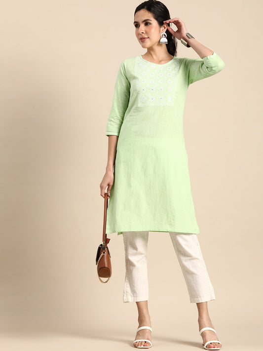 Sangria Women Ethnic Motifs Embroidered Mirror Work Kurta - Grab2buy