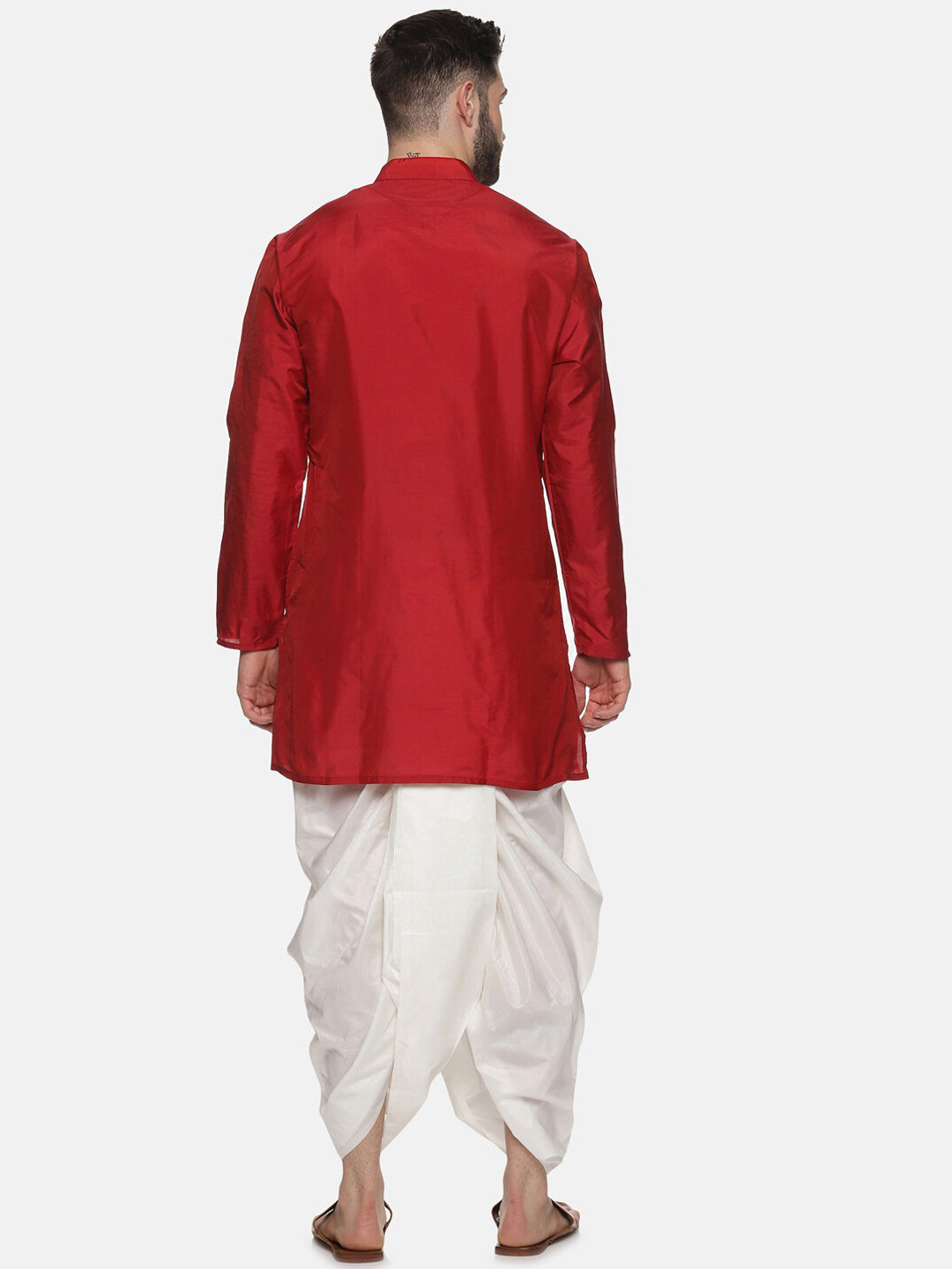 Sethukrishna Men Maroon Kurta with Dhoti Pants