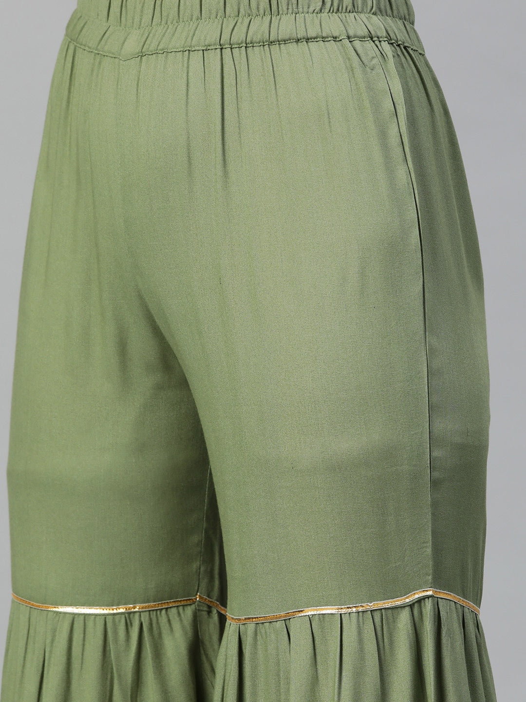 Kalini Women Green Yoke Design Gotta Patti Kurta with Sharara 