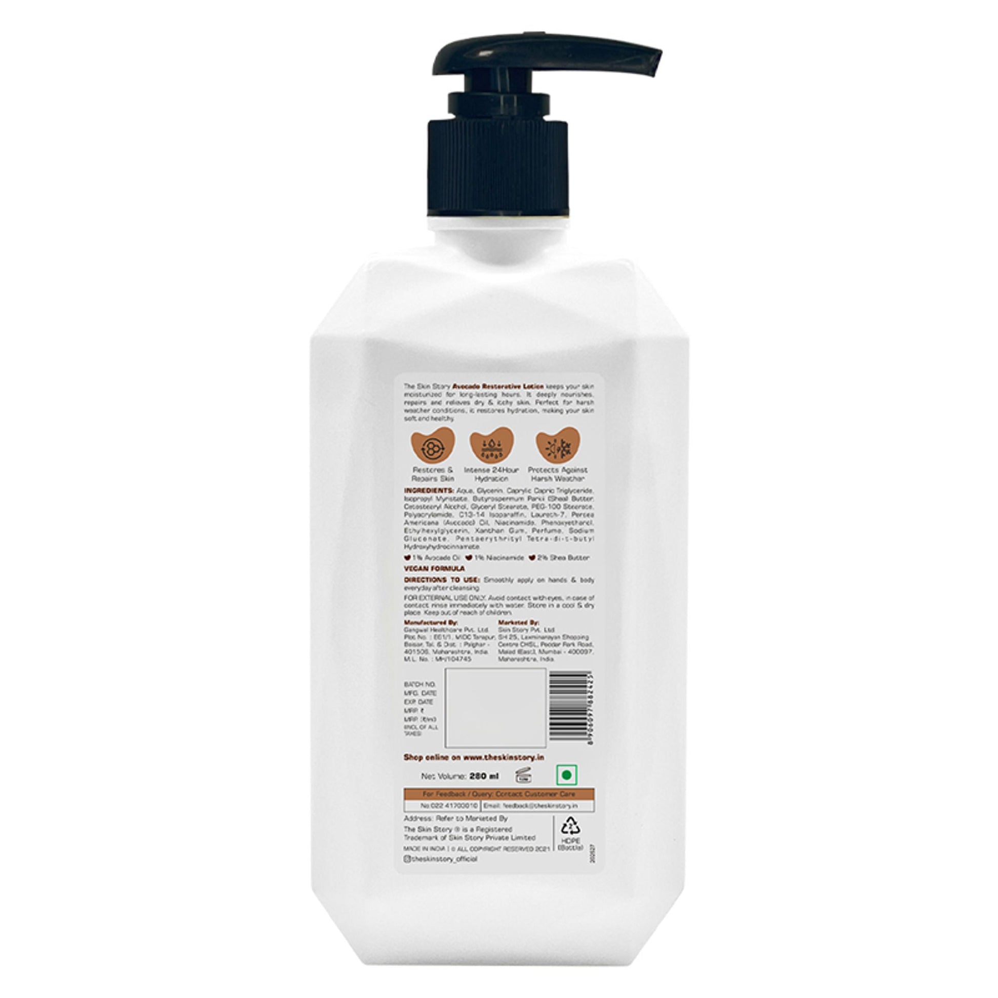 The Skin Story Avocado Moisturizing & Brightening Body Lotion For Dry Skin - Shea Butter Niacinamide  Grab2Buy The Skin Story Grab2Buy