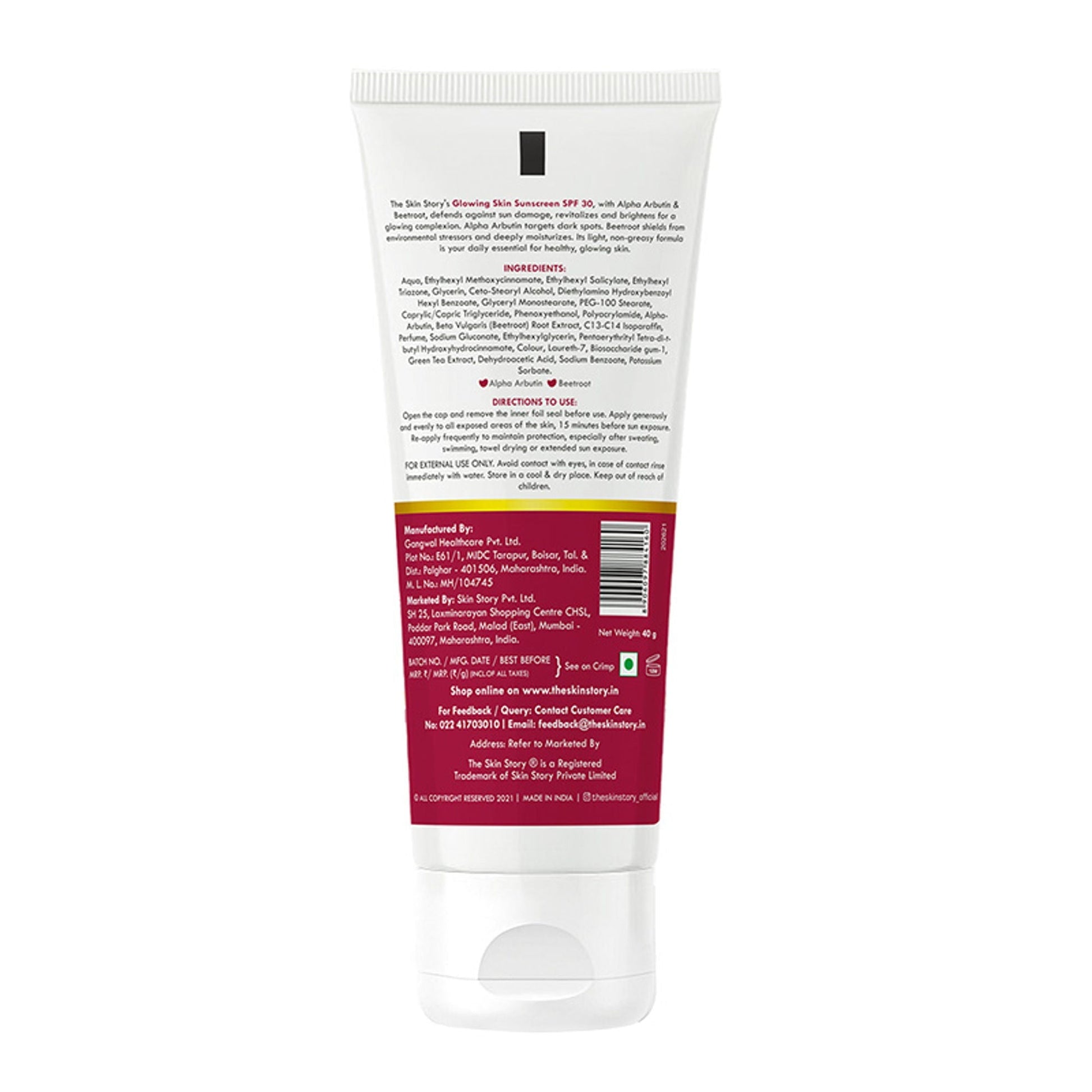 The Skin Story Beetroot Glowing Skin Face Sunscreen SPF 30 PA++ For Sun Tan Dark Spots Pigmentation  Grab2Buy The Skin Story Grab2Buy